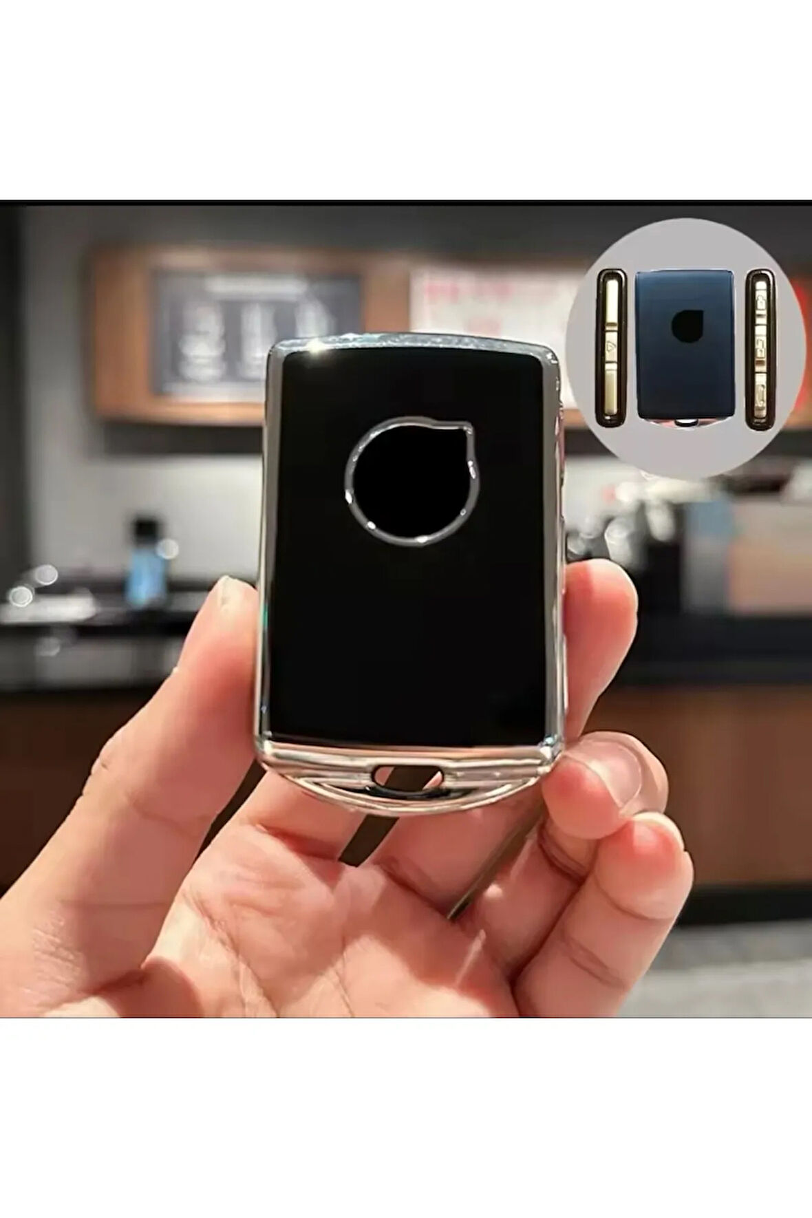 Volvo V70 Siyah-Silver Anahtar Kılıfı 2021-2025