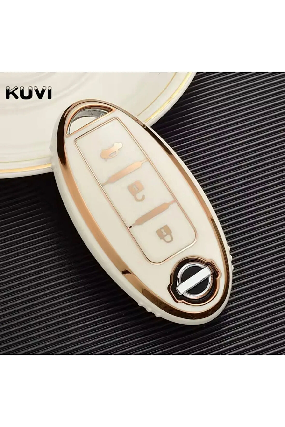 Nissan Pulsar Sustasız Anahtar Kılıfı Beyaz-Gold