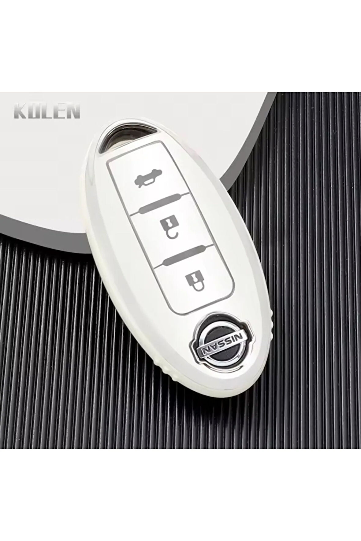 Nissan Micra Sustasız Anahtar Kılıfı Beyaz-Silver