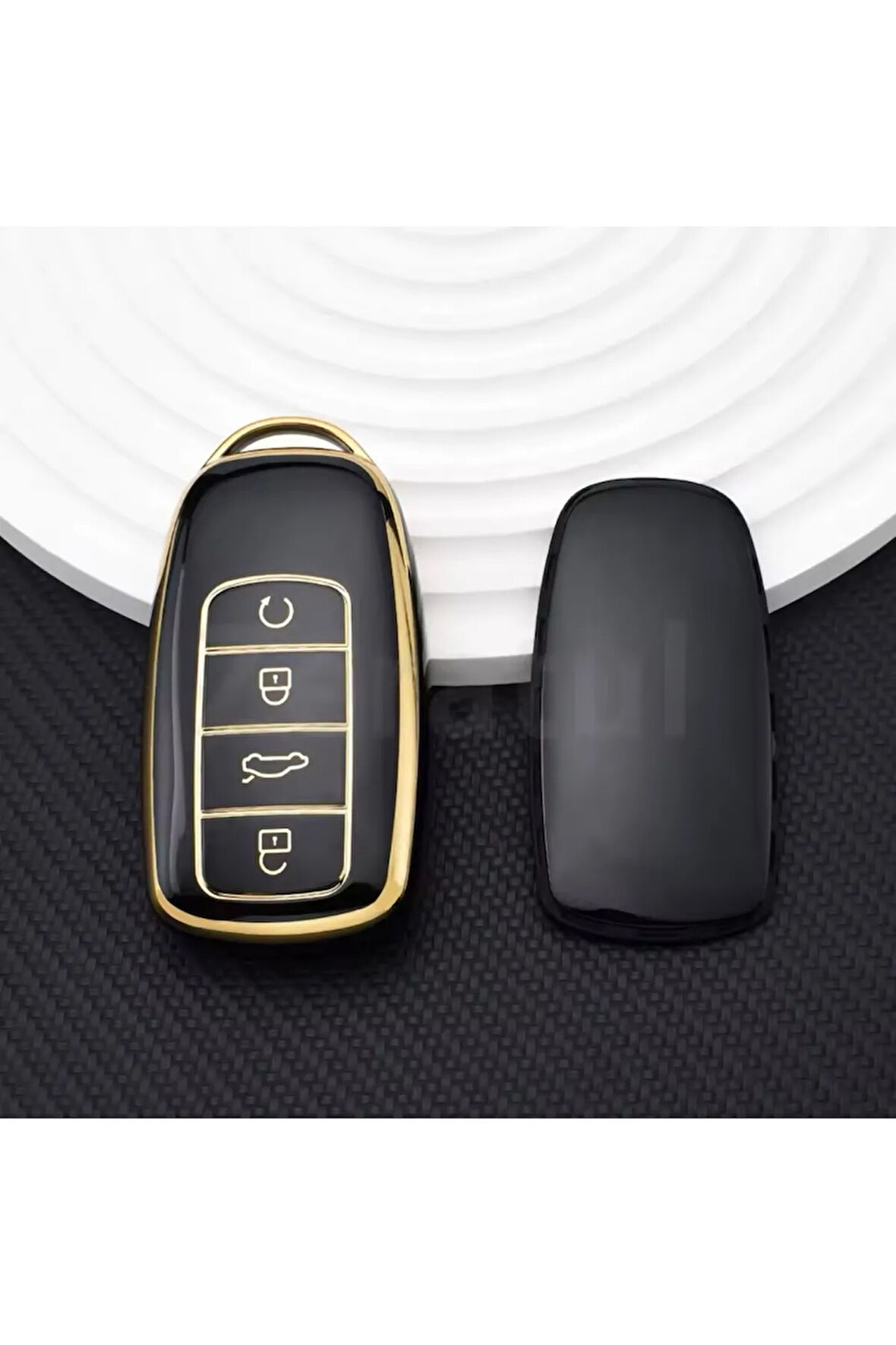 Chery Tiggo 8 Pro Max Siyah-Gold Anahtar Kılıfı