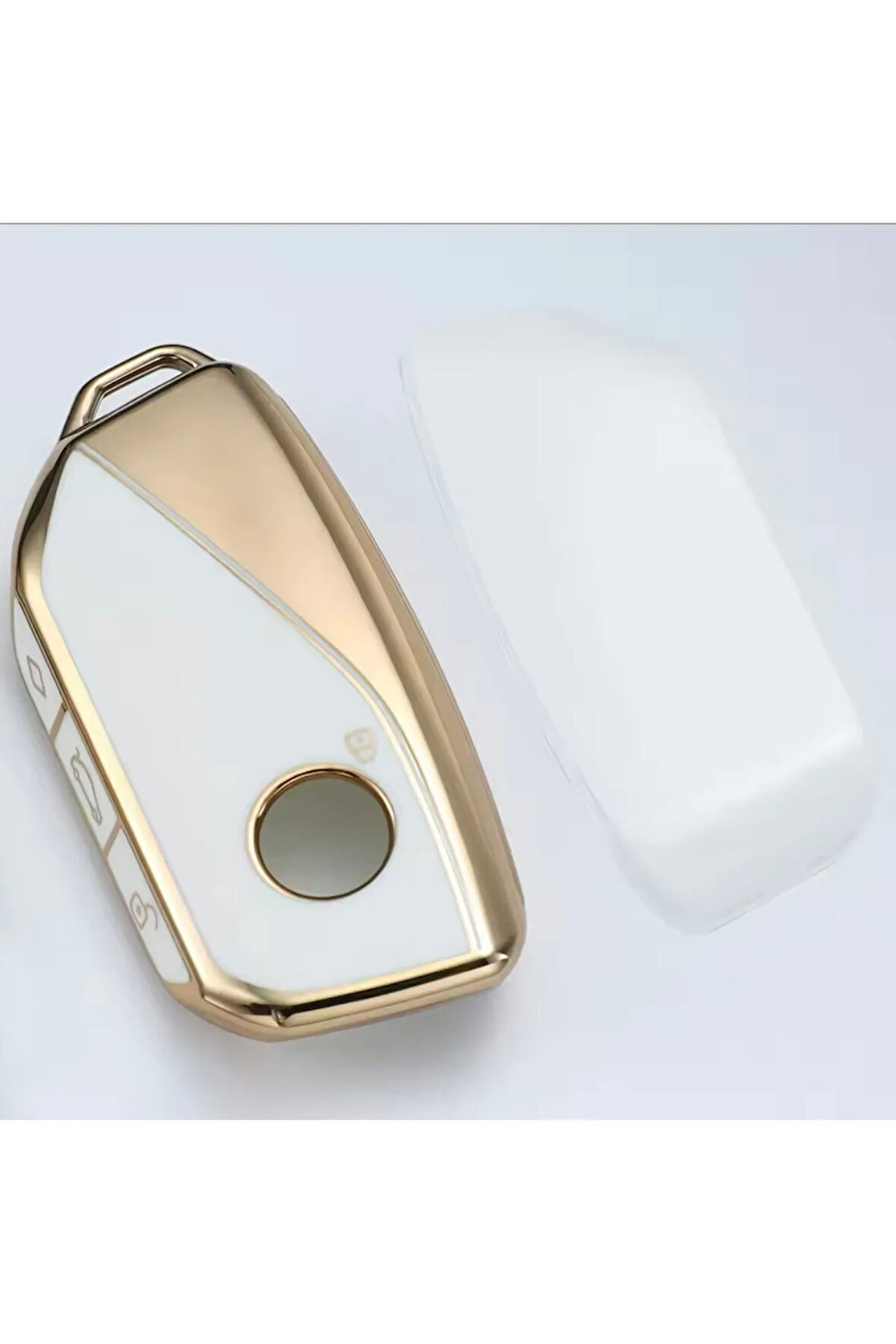 BMW I7 X7 G07 IX X1 U11 7 Serisi G70 G09 U06 M3 Anahtar Kılıfı Beyaz-Gold