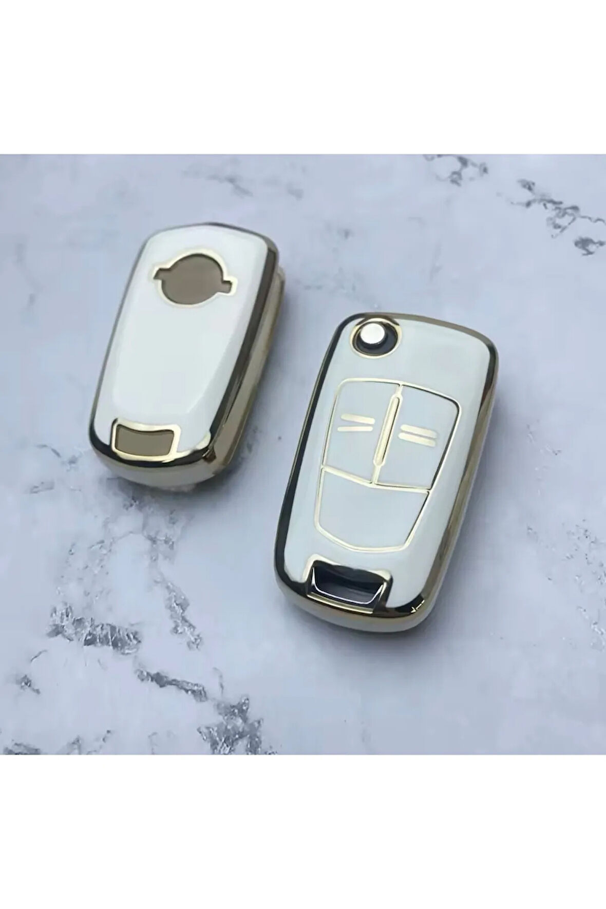 Opel Meriva Anahtar Kılıfı Beyaz-Gold