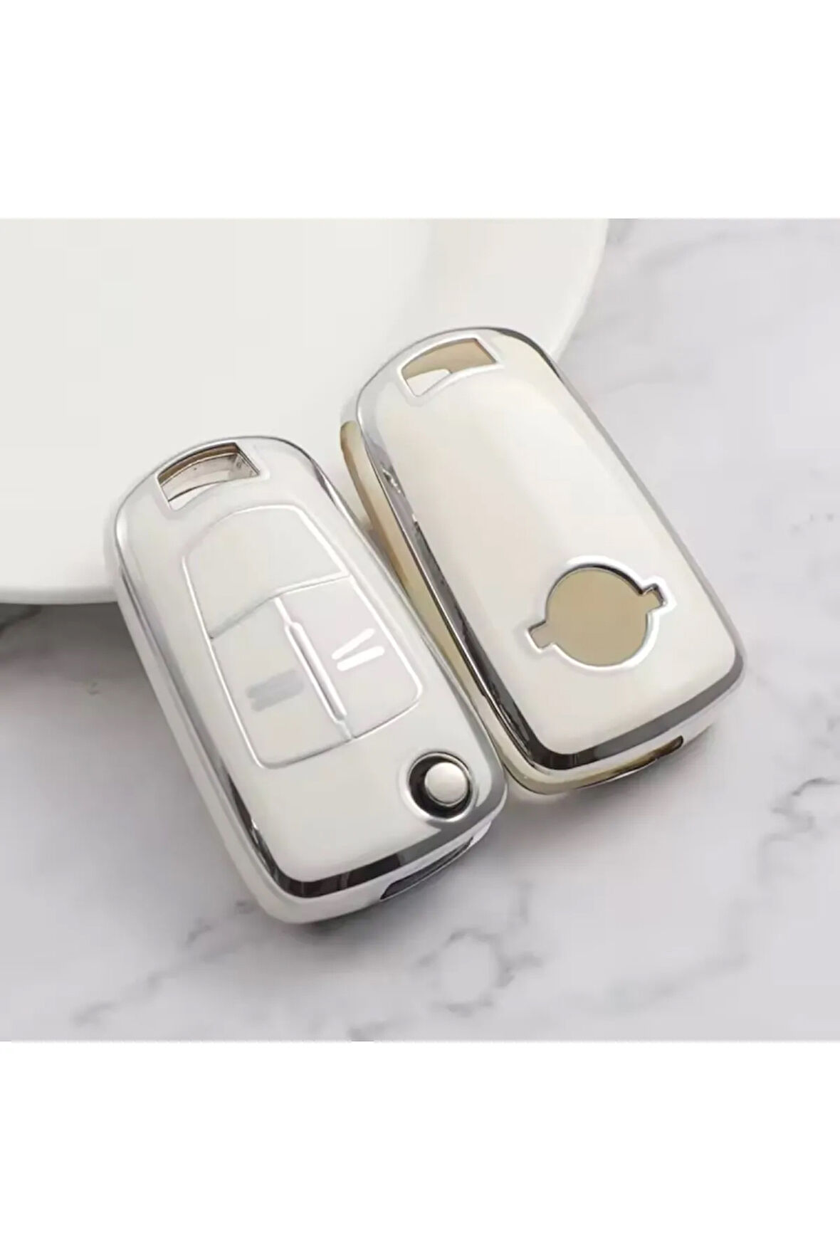 Opel Combo Anahtar Kılıfı Beyaz-Silver