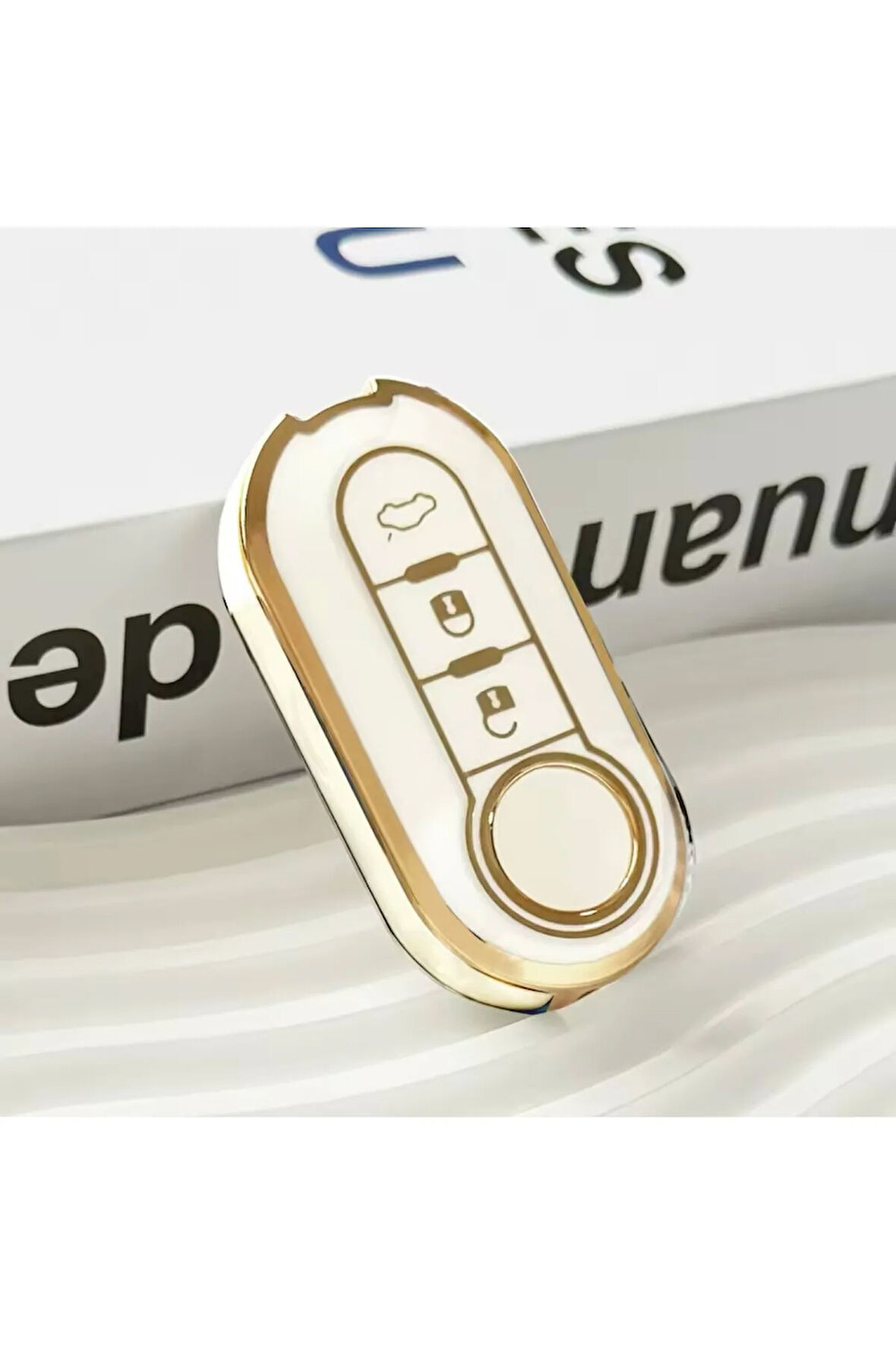 Fiat Bravo Anahtar Kılıfı Beyaz-Gold
