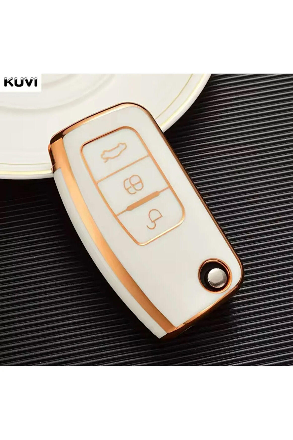 Ford Kuga Anahtar Kılıfı Beyaz-Gold