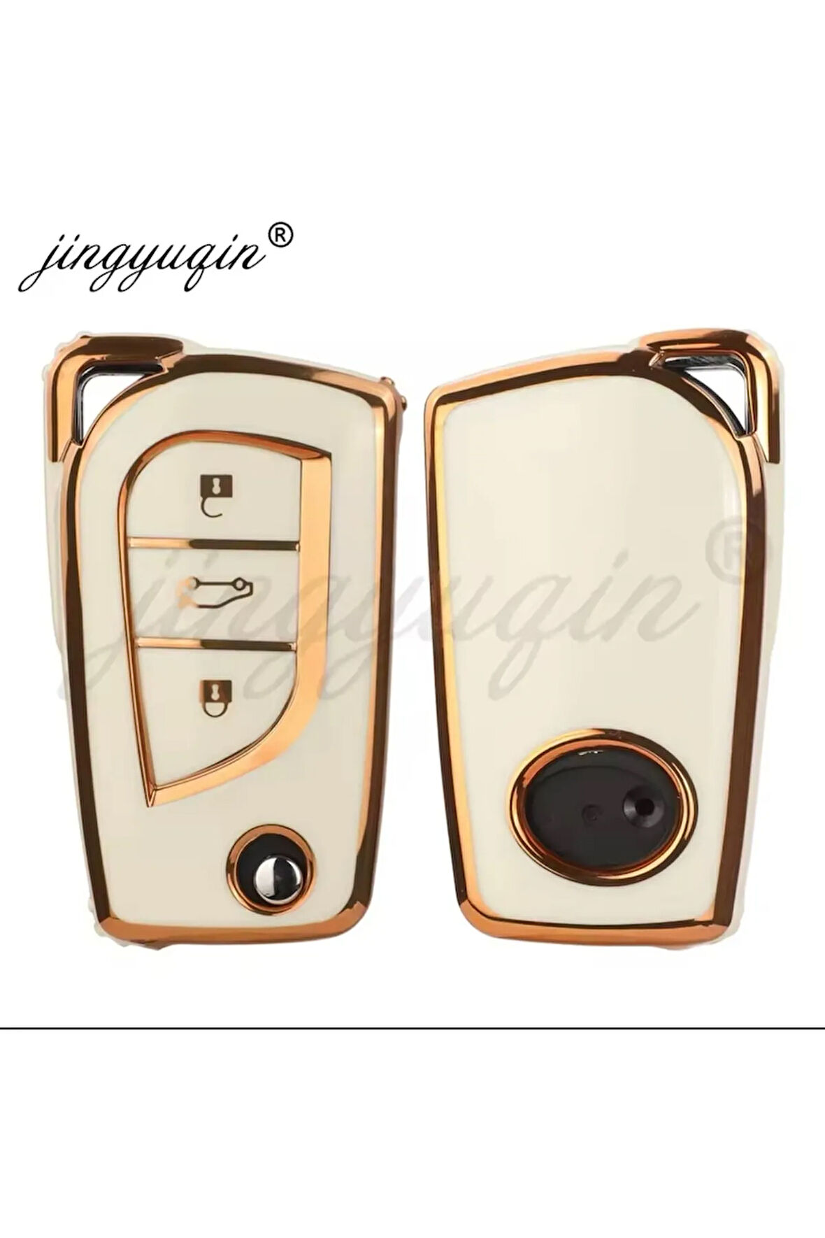 Toyota Aygo Anahtar Kılıfı Beyaz-Gold