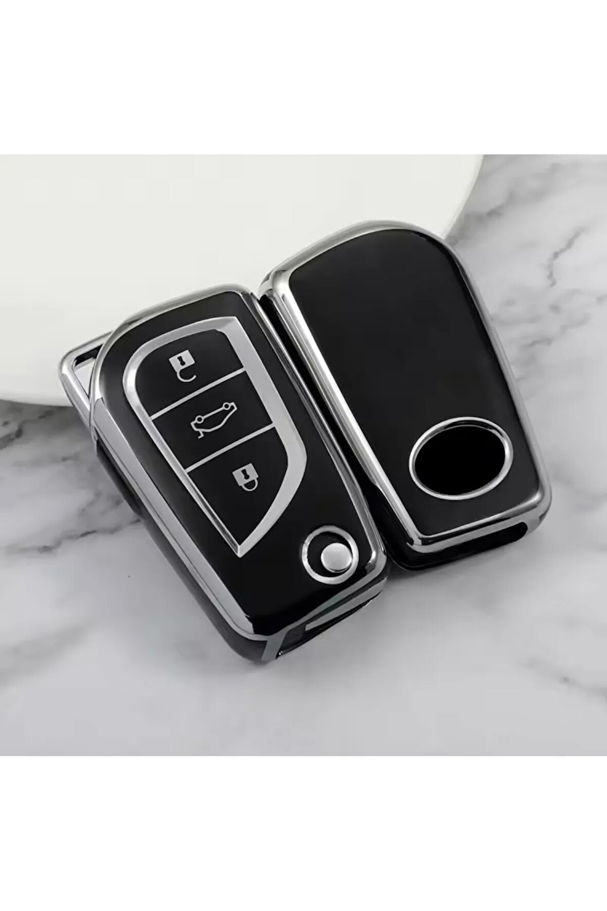 Toyota Yaris Anahtar Kılıfı Siyah-Silver