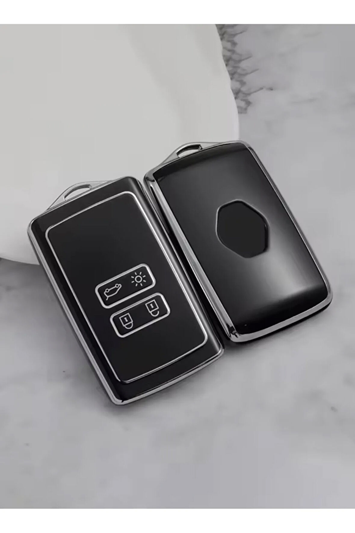 Renault Megane 4 Clio 5 Talisman Megane E-Tech Anahtar Kılıfı Siyah-Silver