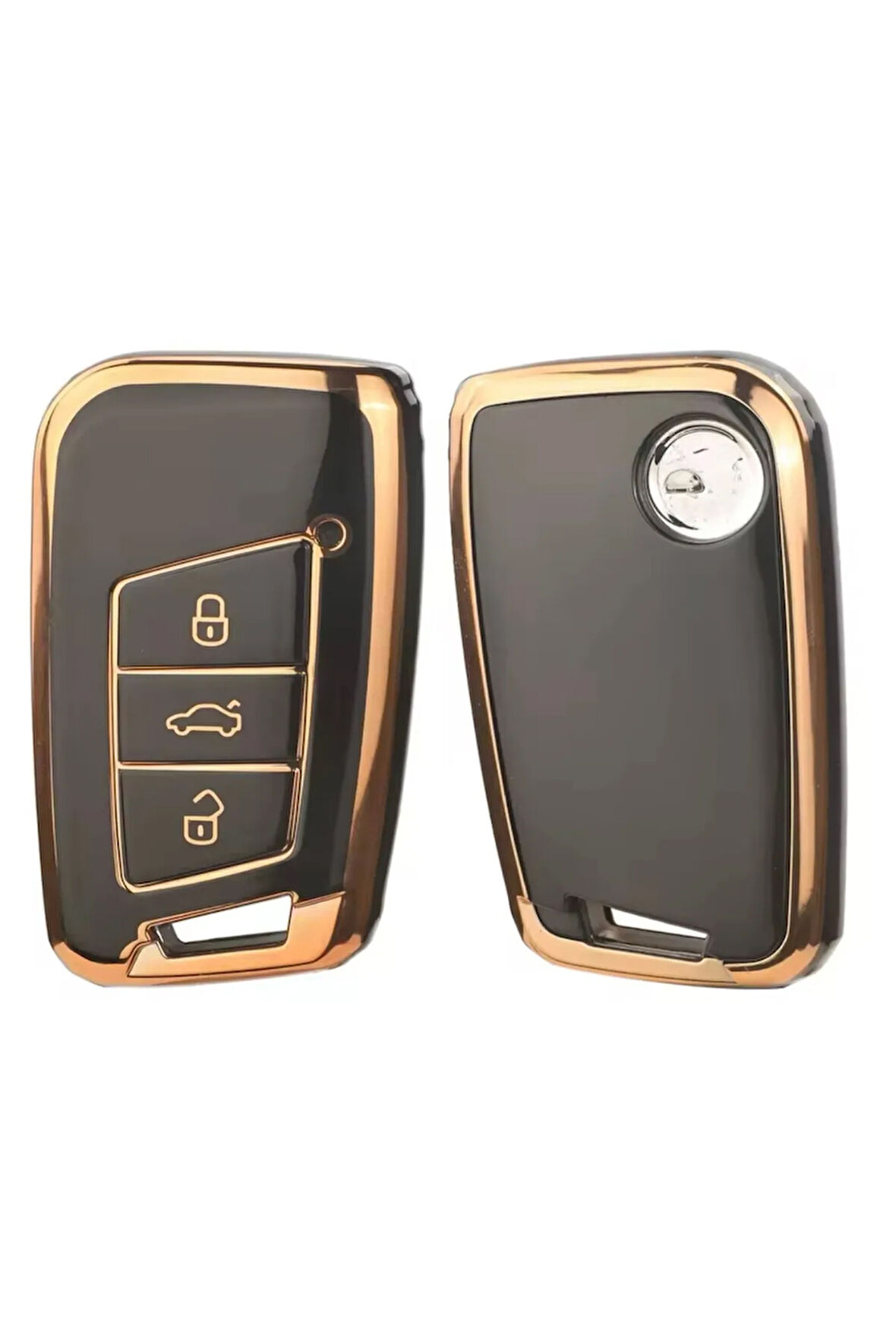 Seat Ateca Siyah-Gold Anahtar Kılıfı