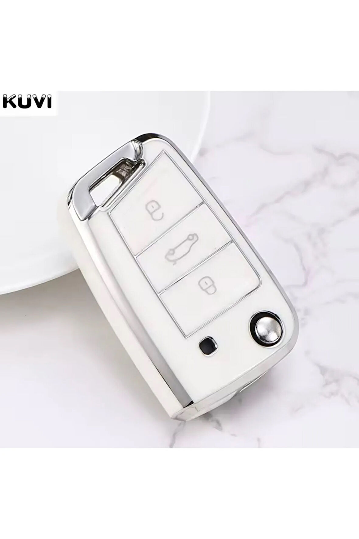 Skoda Scala Beyaz-Silver Anahtar Kılıfı 2020-2024