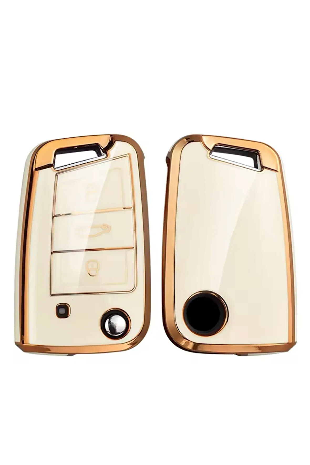 Volkswagen T-Cross Beyaz-Gold Anahtar Kılıfı
