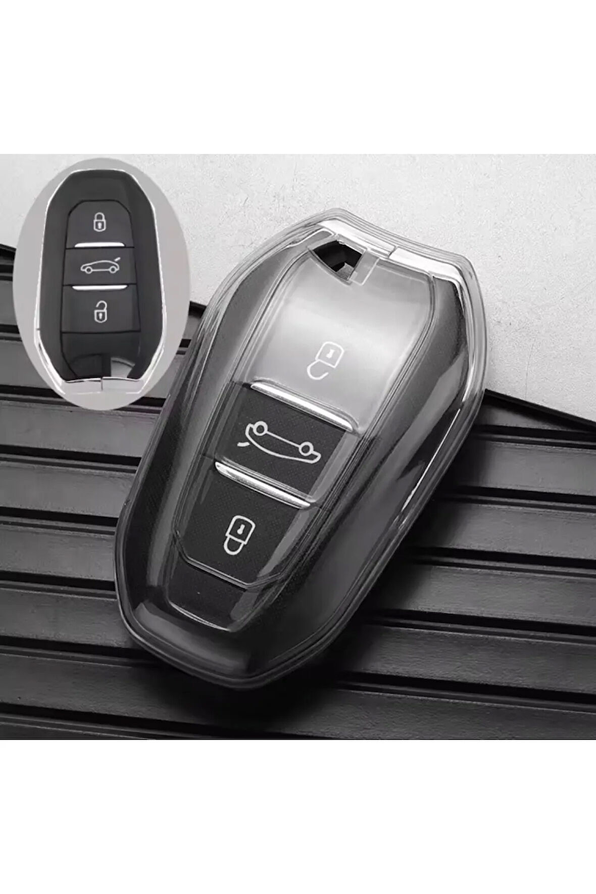 Peugeot 2008 Sustasız Anahtar Kılıfı Şeffaf