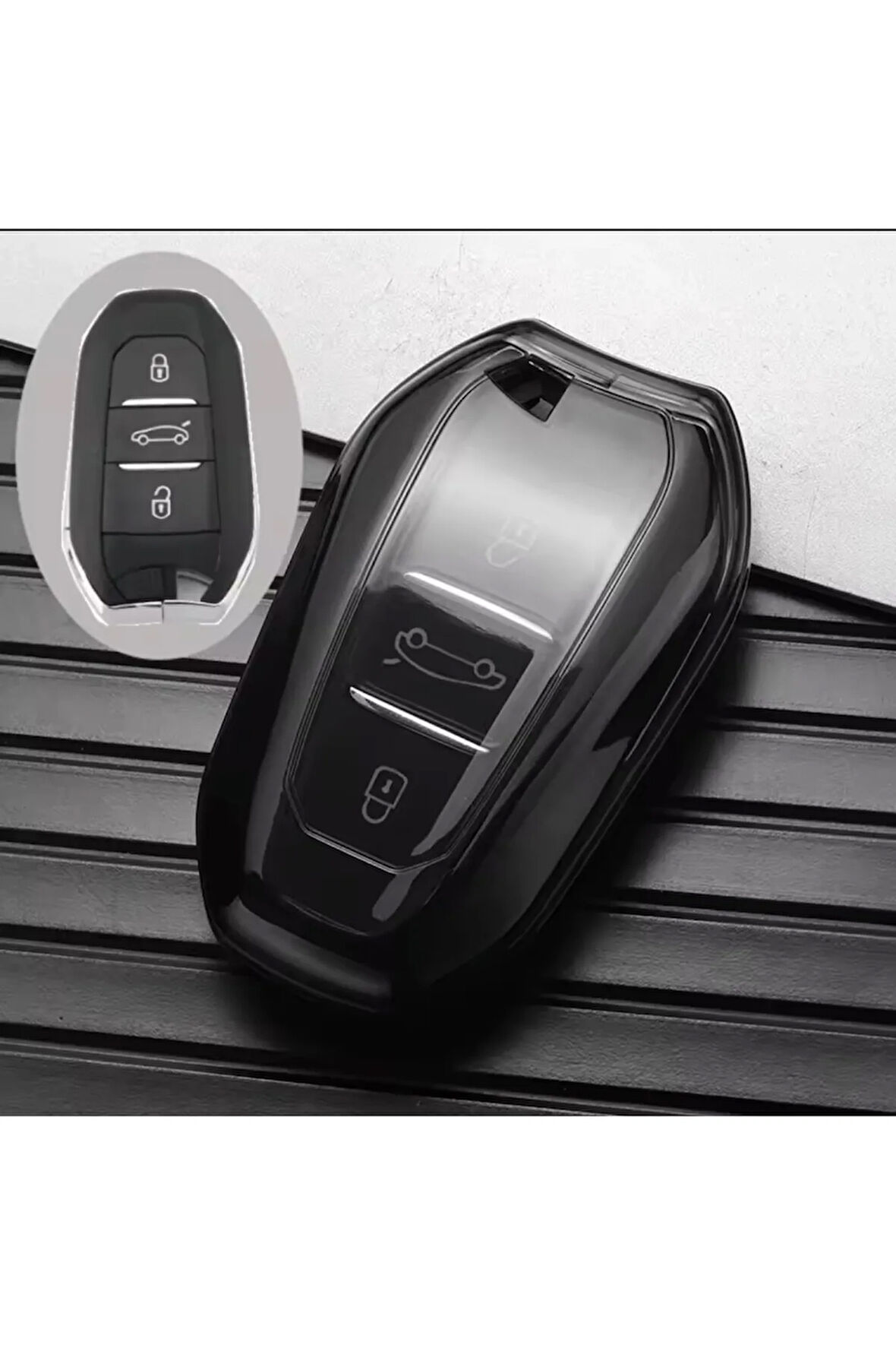 Citroen C4 Sustasız Anahtar Kılıfı Şeffaf-Füme