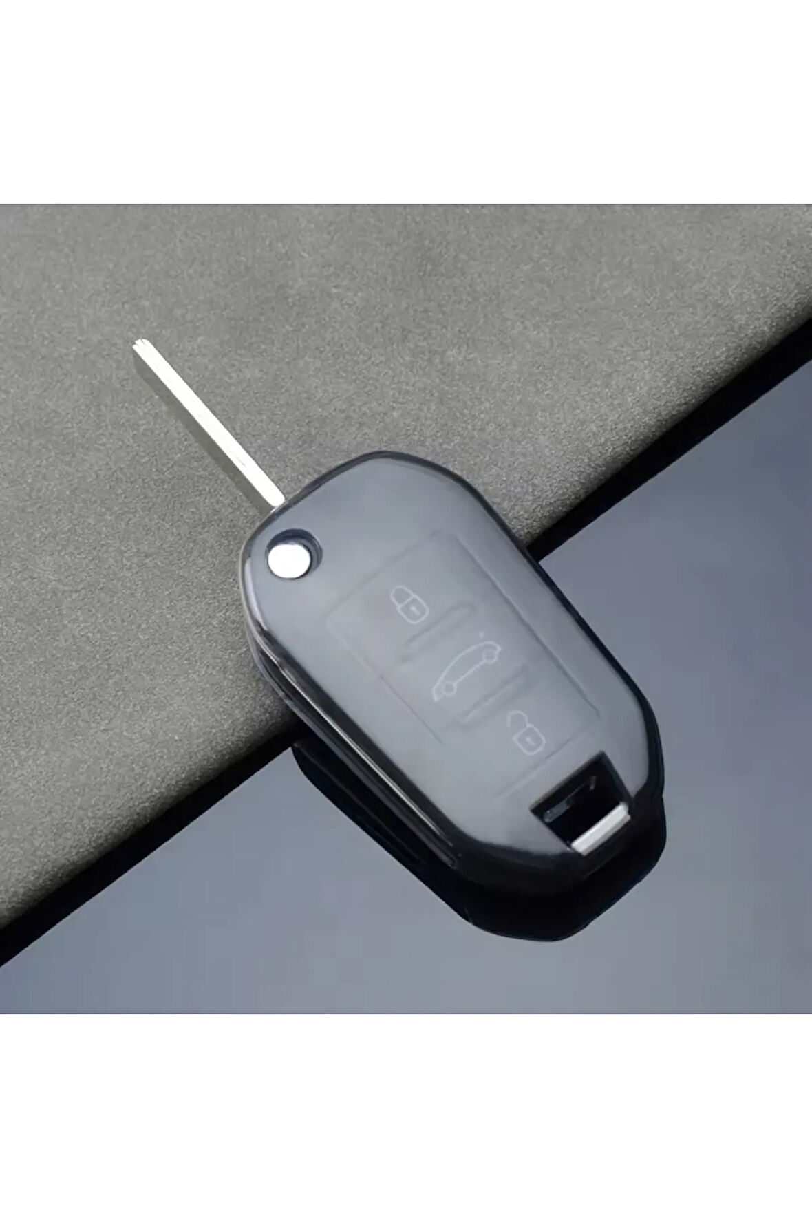 Citroen C4 Cactus Şeffaf-Füme Sustalı Anahtar Kılıfı