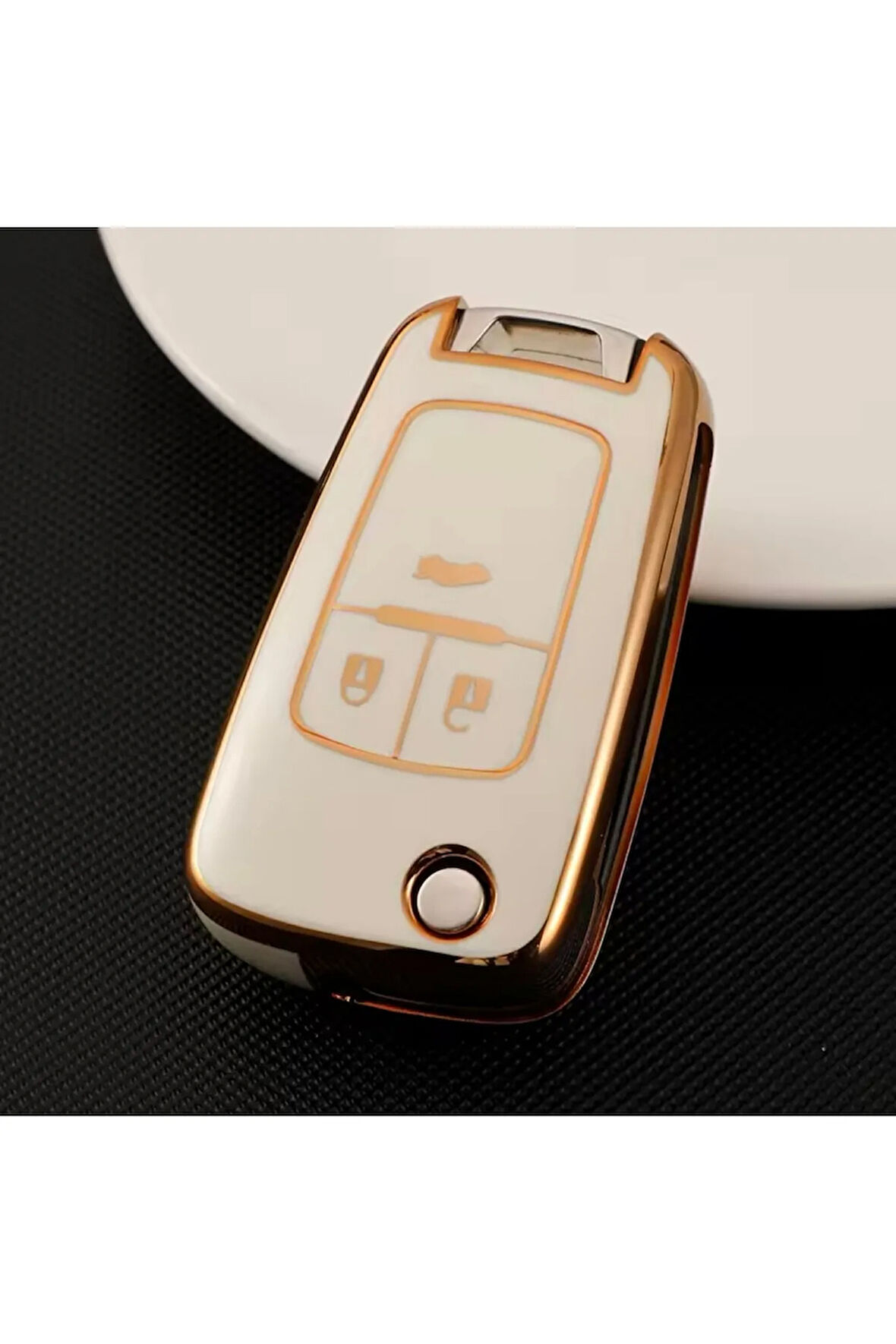 Opel Adam Beyaz Gold Anahtar Kılıfı
