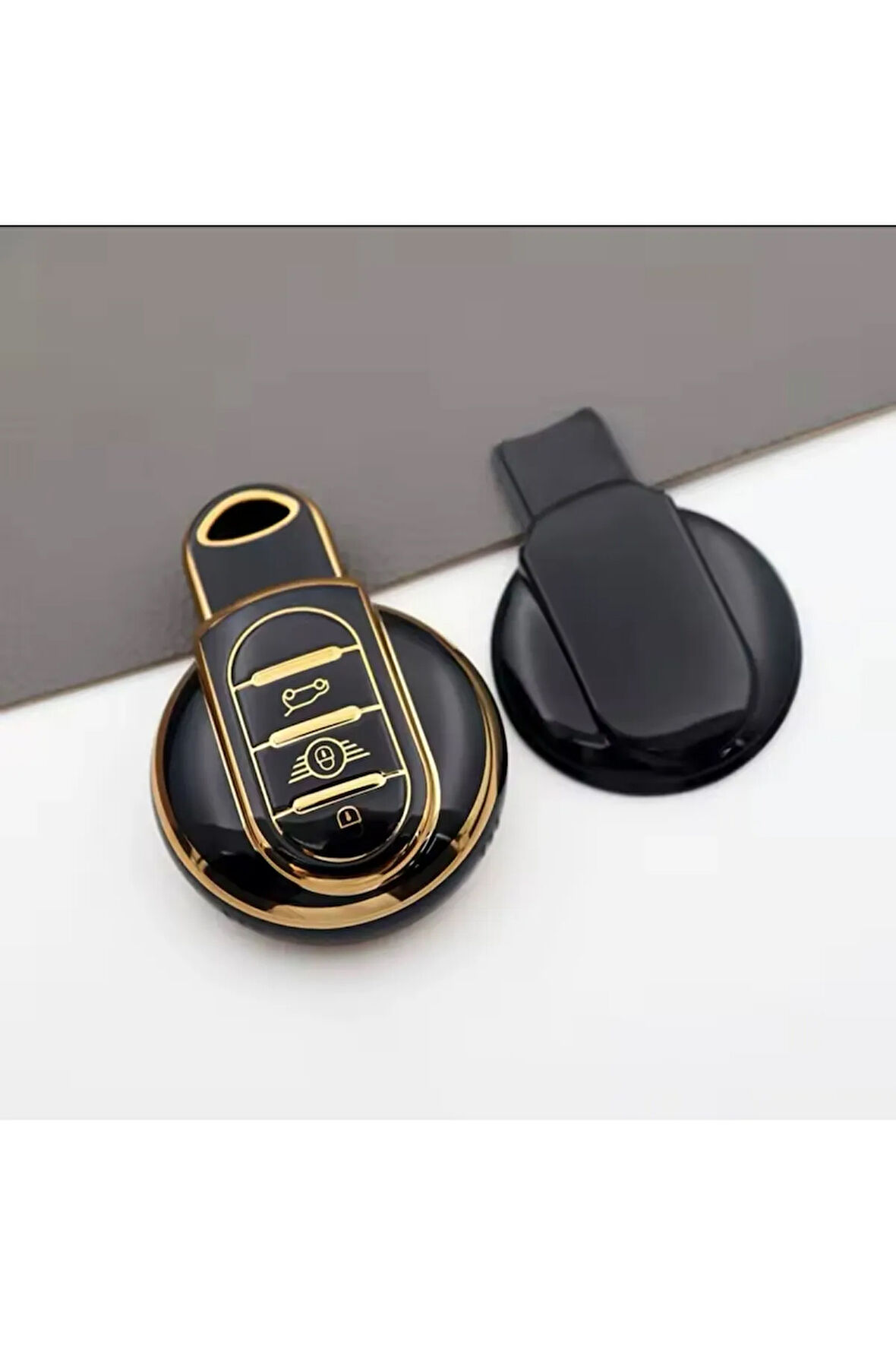 Mini Cooper F57 Siyah-Gold Anahtar Kılıfı