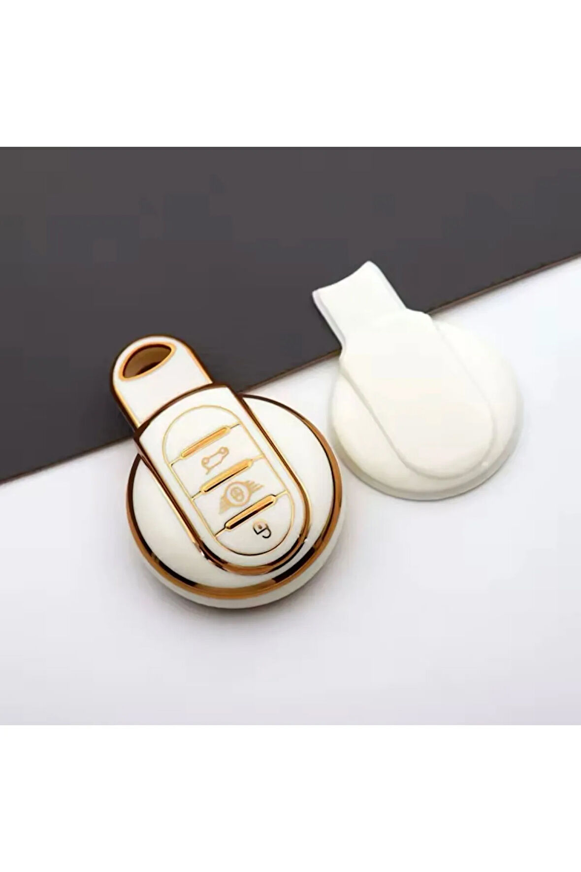 Mini Cooper F55 F56 F57 R56 R57 F60 F60 Beyaz-Gold Anahtar Kılıfı