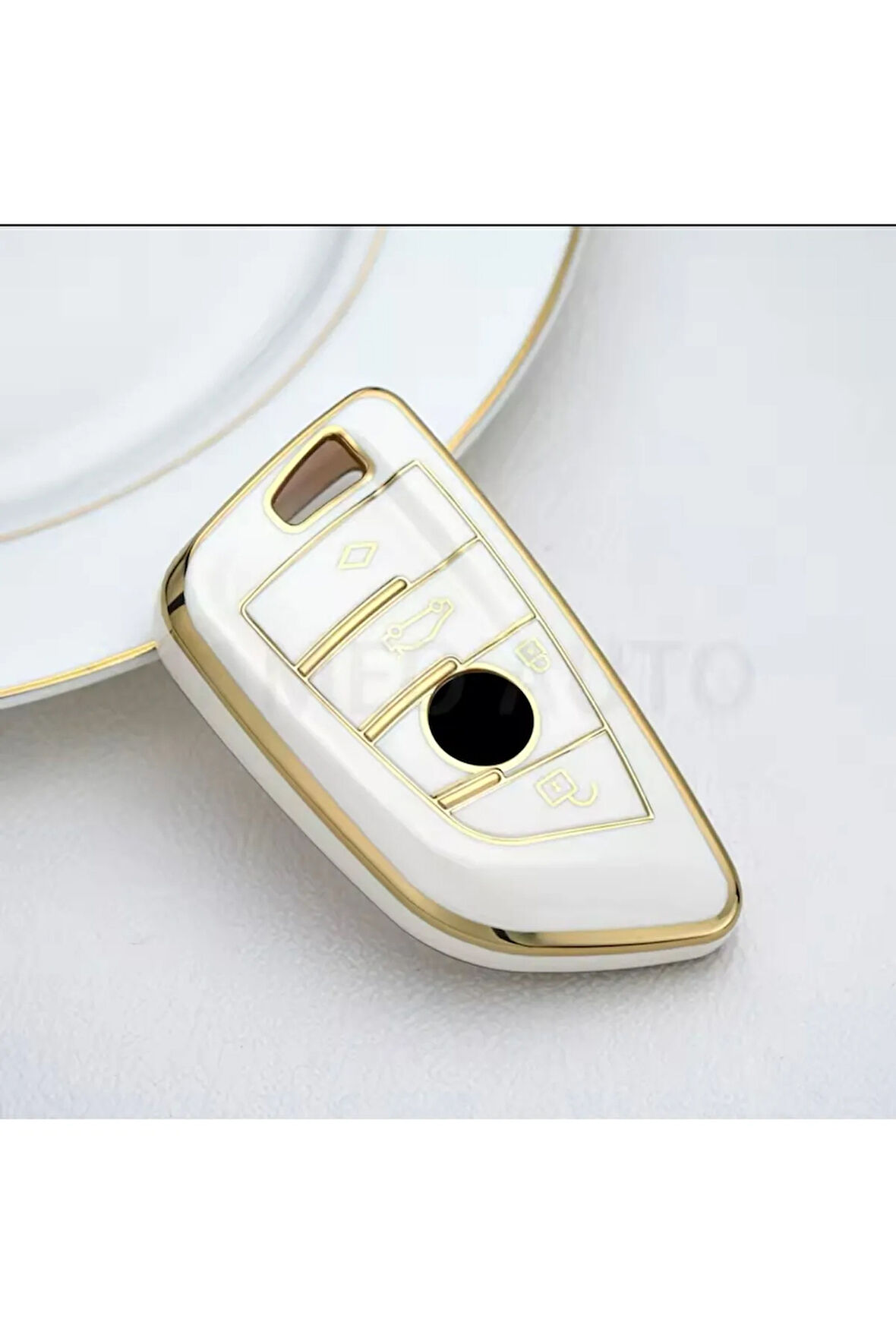 Bmw 7 Serisi G11 Beyaz-Gold Anahtar Kılıfı