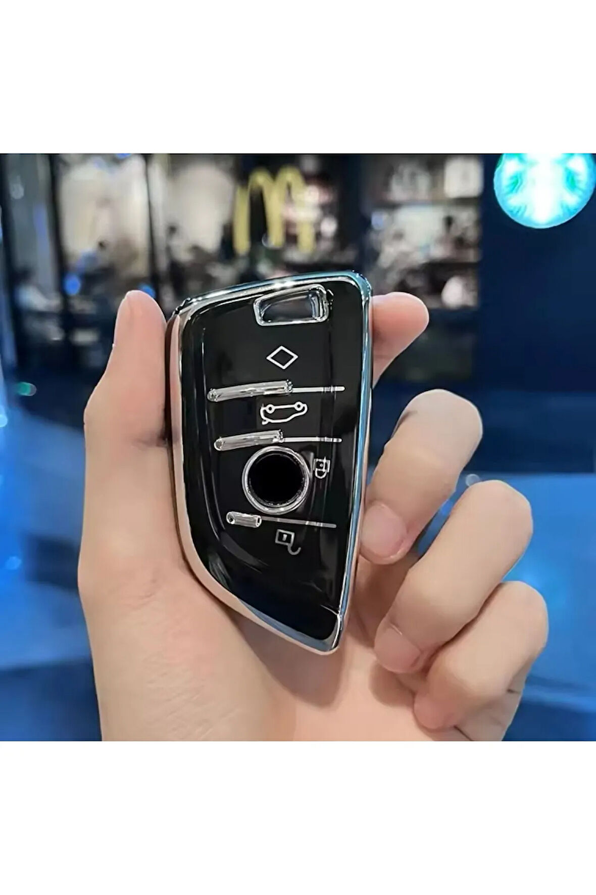 Bmw 4 Serisi G22 Siyah-Silver Anahtar Kılıfı
