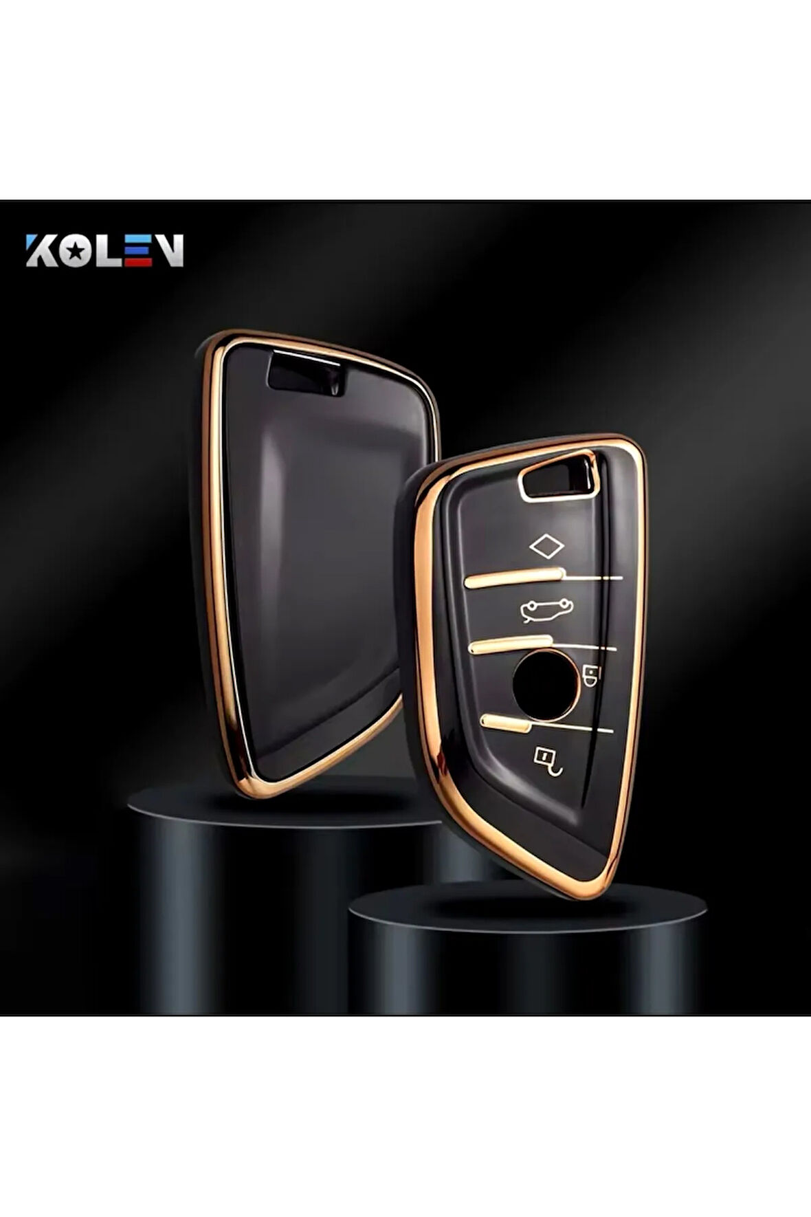 Bmw 7 Serisi G11 Siyah-Gold Anahtar Kılıfı