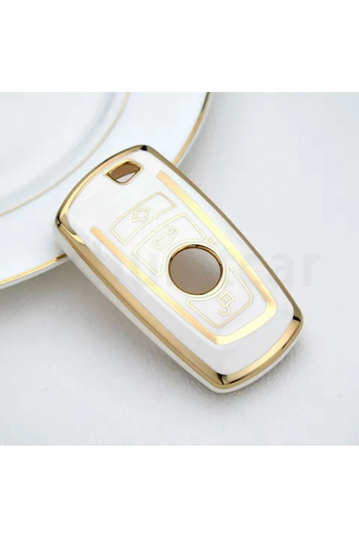 Bmw X6 F16 Beyaz-Gold Anahtar Kılıfı