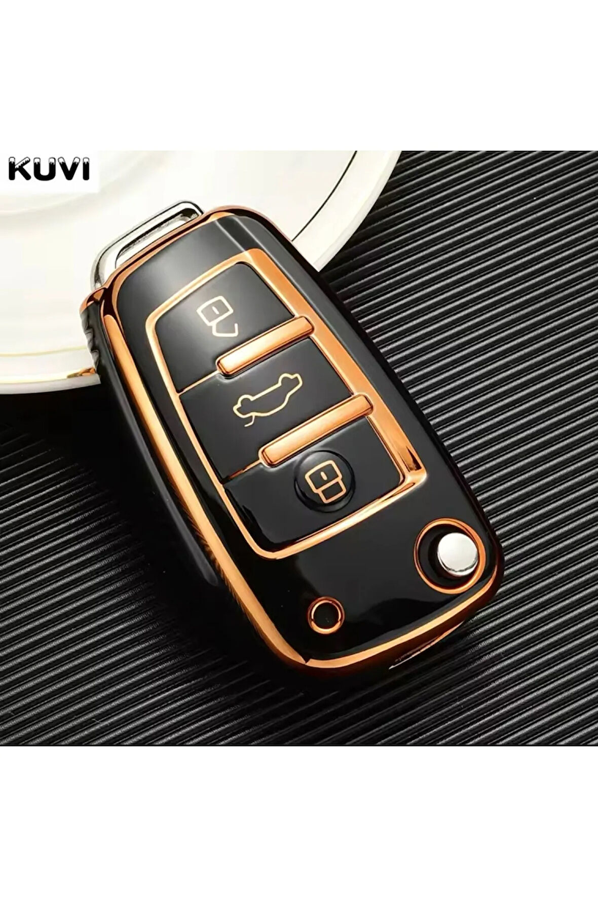 Audi A7 Siyah-Gold Anahtar Kılıfı