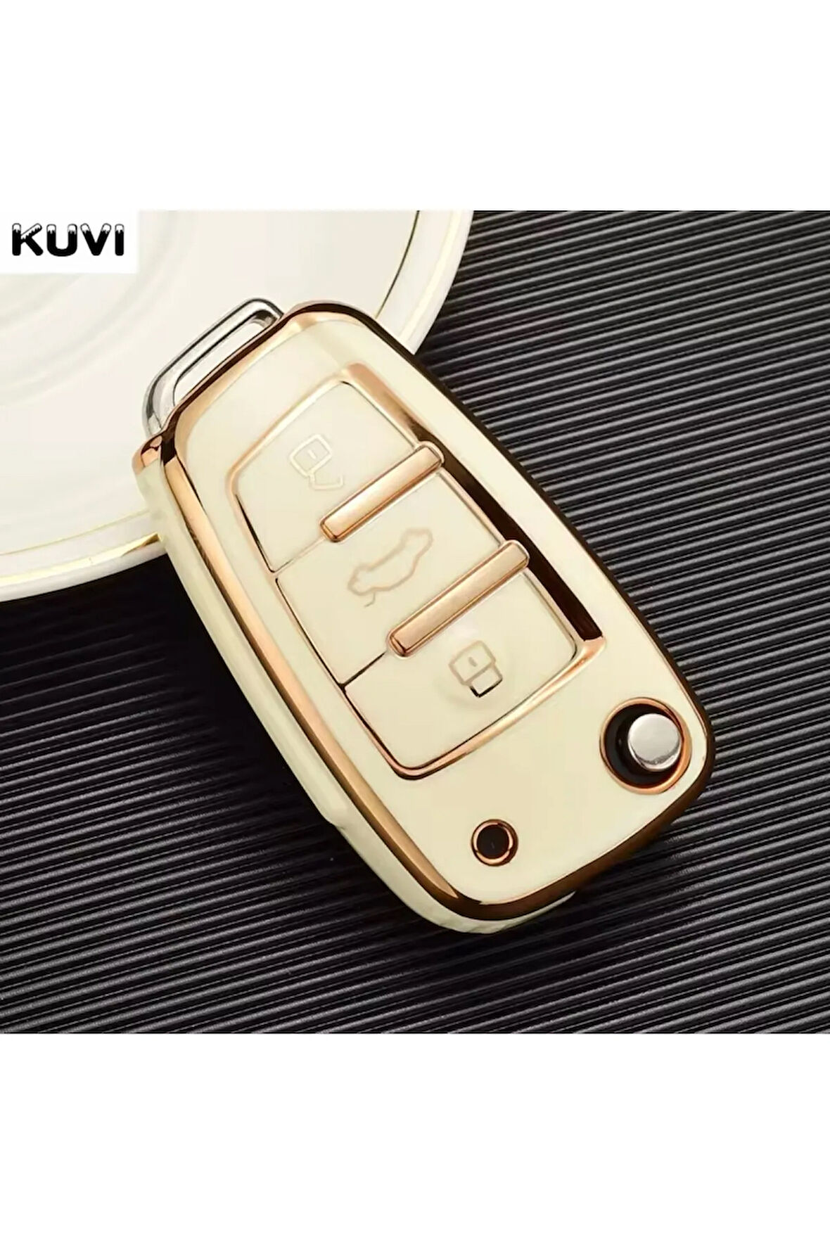 Audi Q3 Beyaz-Gold Anahtar Kılıfı