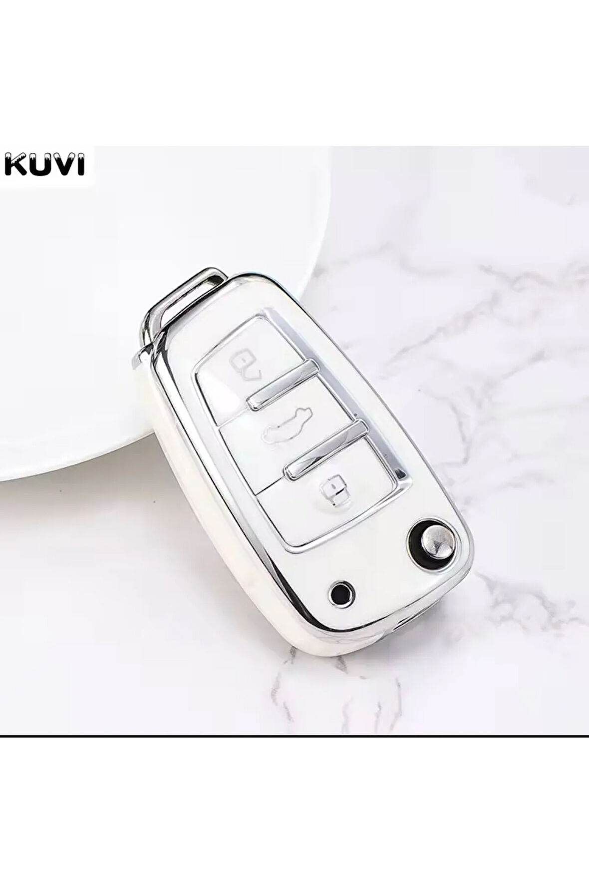 Audi A3 8P 8L Beyaz-Silver Anahtar Kılıfı