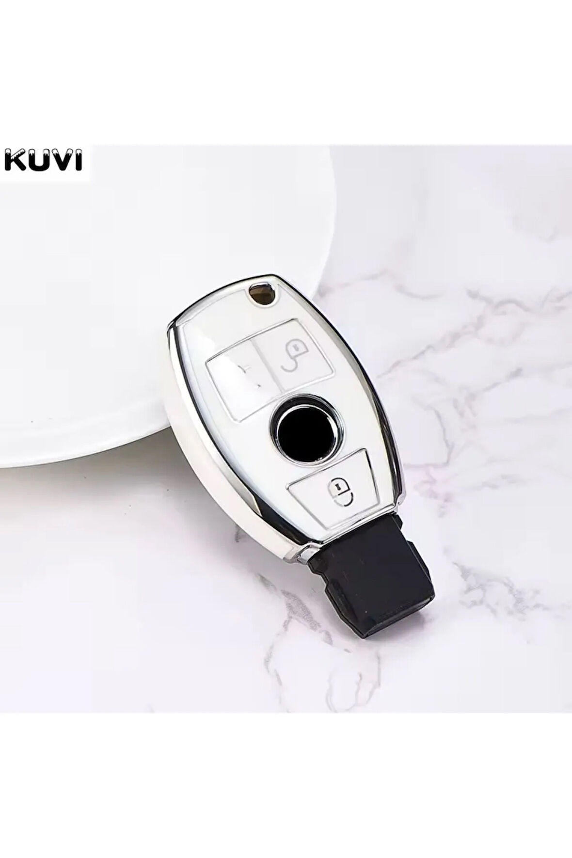 Mercedes GLA Beyaz-Silver Anahtar Kılıfı