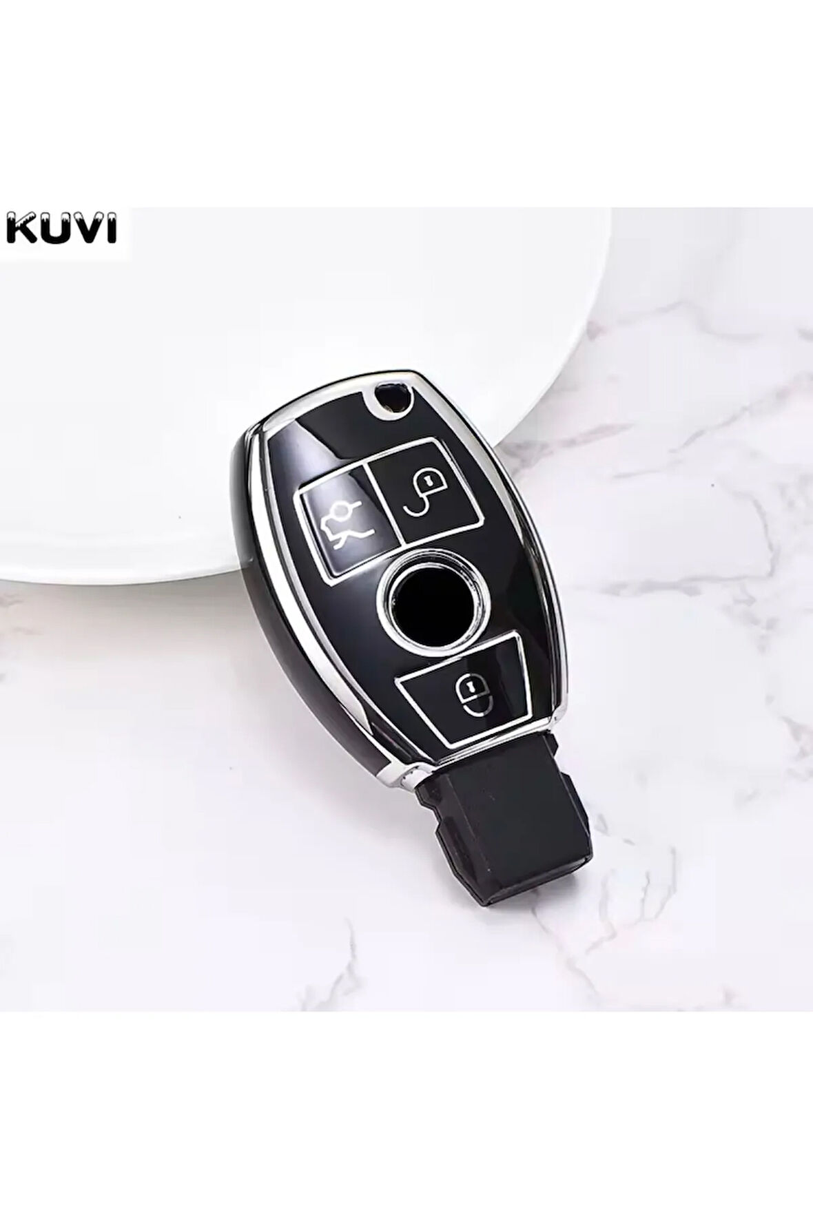 Mercedes S Serisi W221 Siyah-Silver Anahtar Kılıfı
