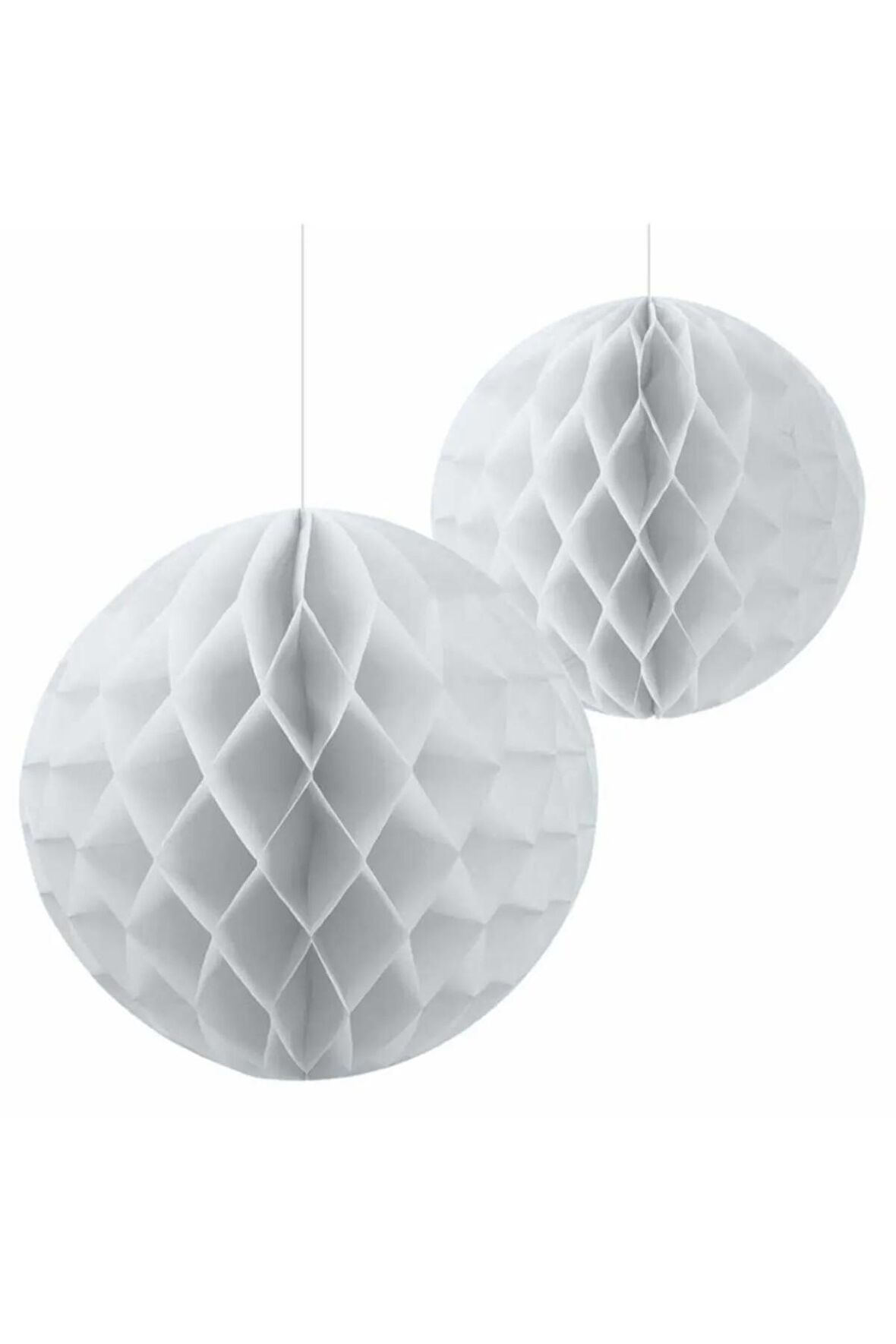 KF084 Petekli Dekor Süs Topları 2'Li Beyaz 