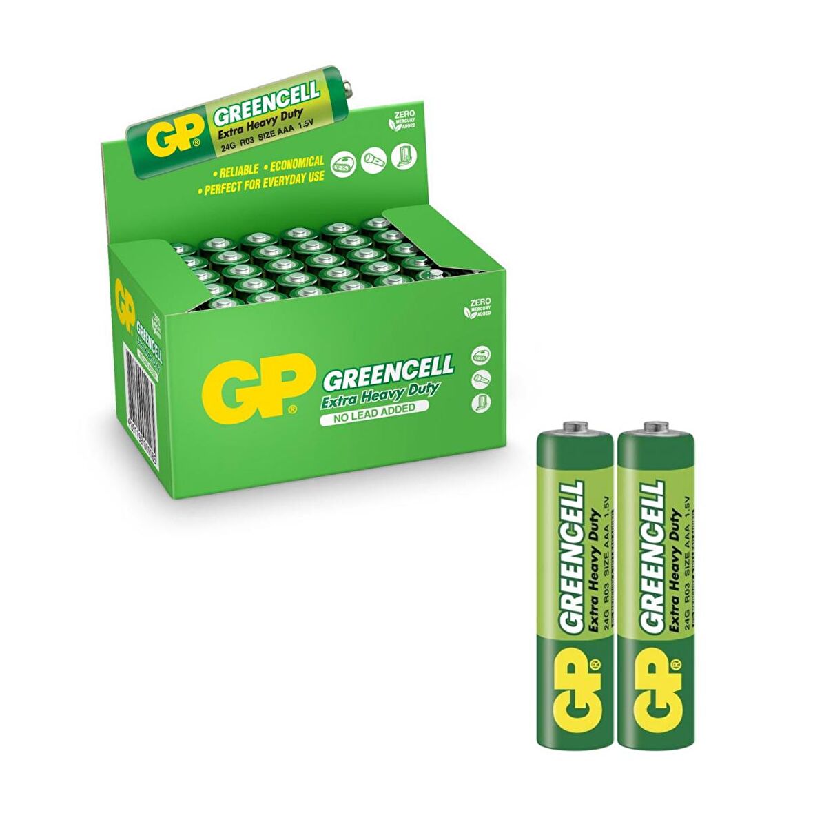 GP 24G-2S2 Greencell Çinko Karbon AAA İnce Kalem Pil 40'lı Paket