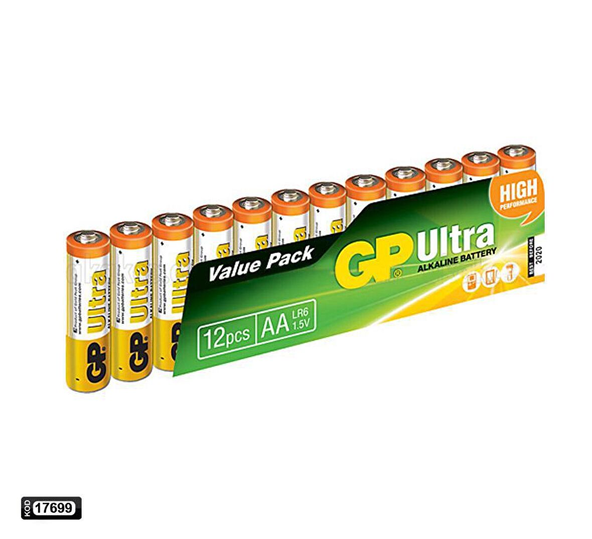 GP 15AU-VS12 LR6 Ultra Alkalin AA Kalem Pil 12'li Paket