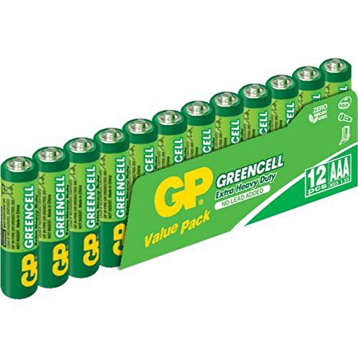GP Greencell AAA Boy İnce Çinko Karbon Pil 12'li Blister(GP24G-VS12)