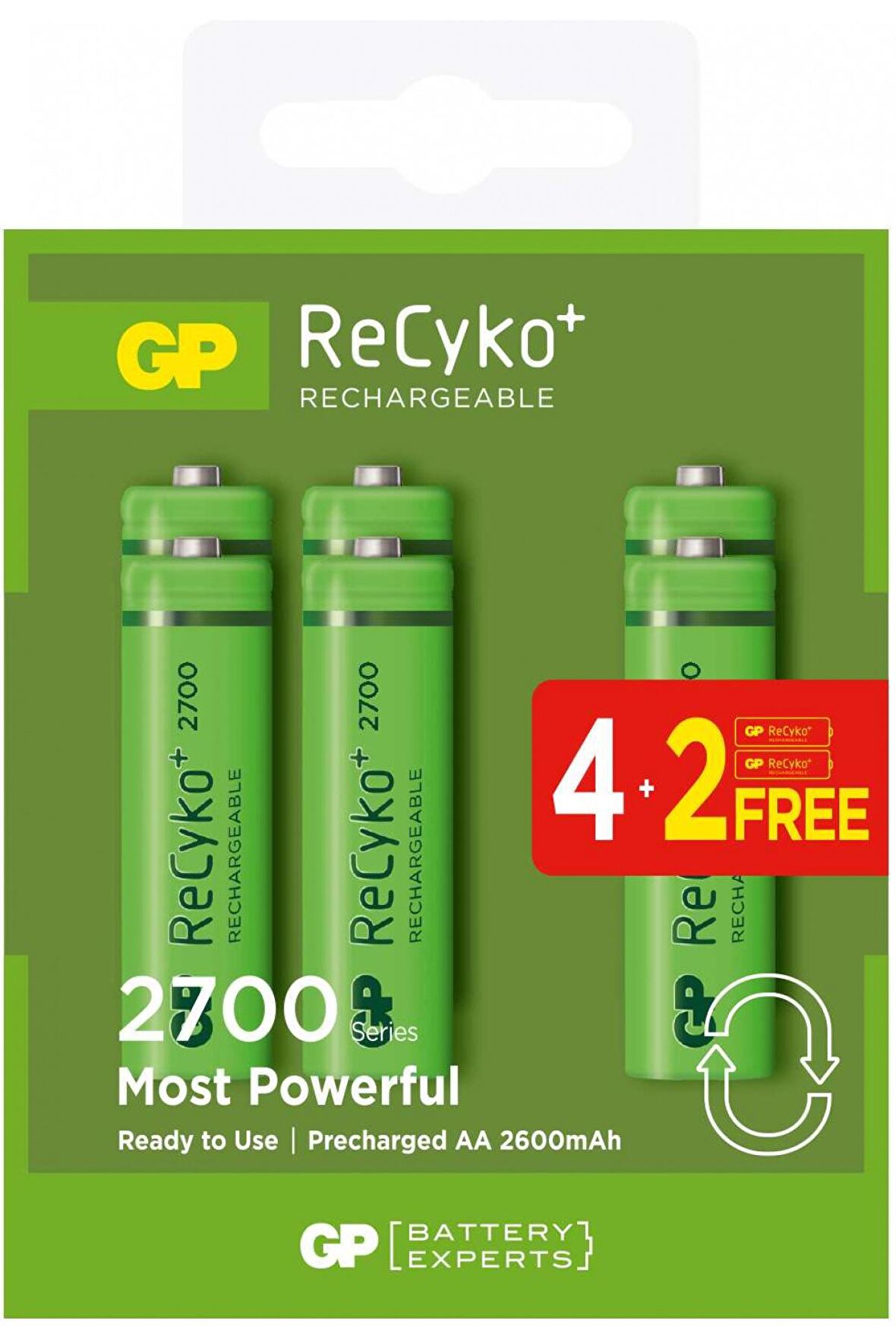 GP AA 2600 mAh Şarjlı Kalem Pil 4+2'li Paket GP270AAHCE4-2