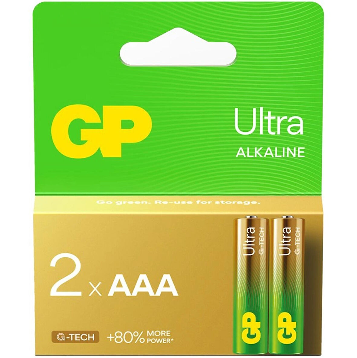 GP Batteries G-TECH Ultra Alkalin İnce LR03 - AAA Boy 1.5V Pil 2'li Kart