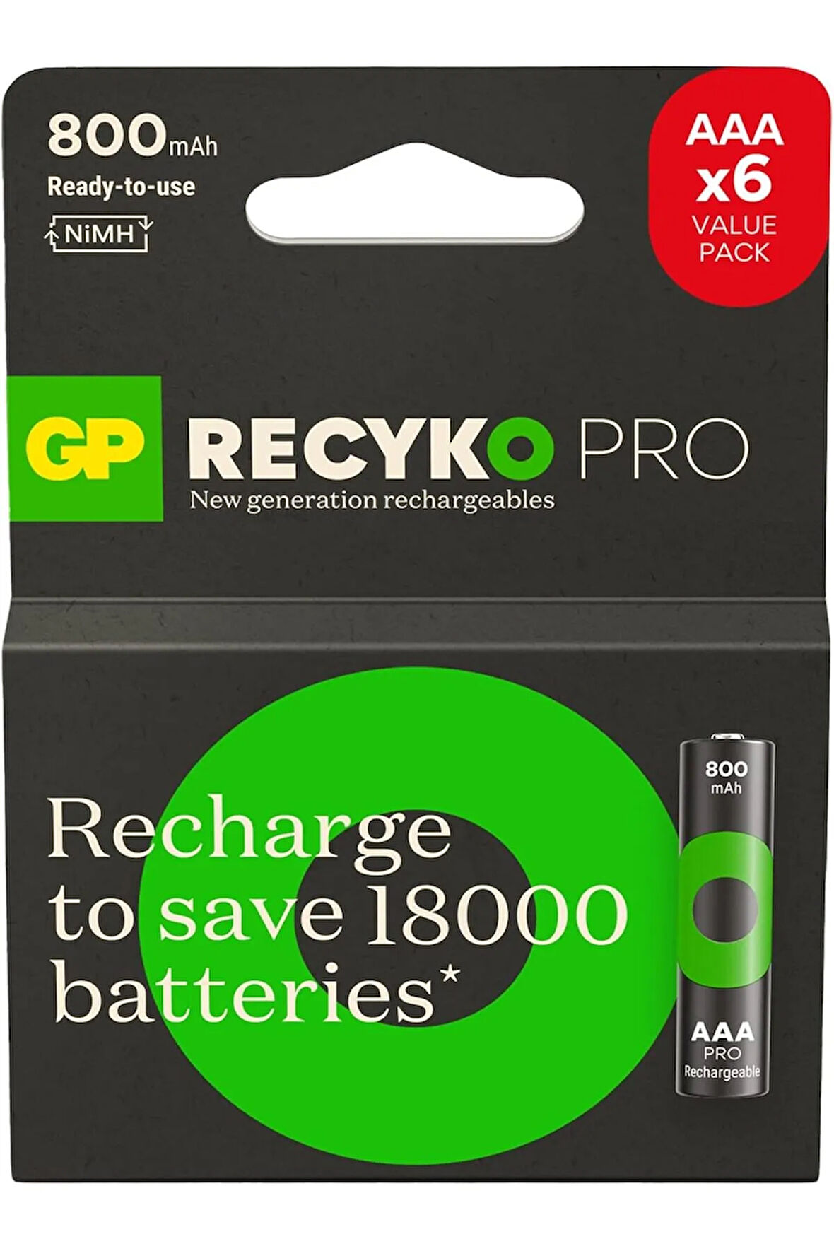thestorex Batteries ReCyko Pro AAA İnce Ni-Mh Şarjlı Pil, 1.2 Volt, 6'lı Kart gextr 657515