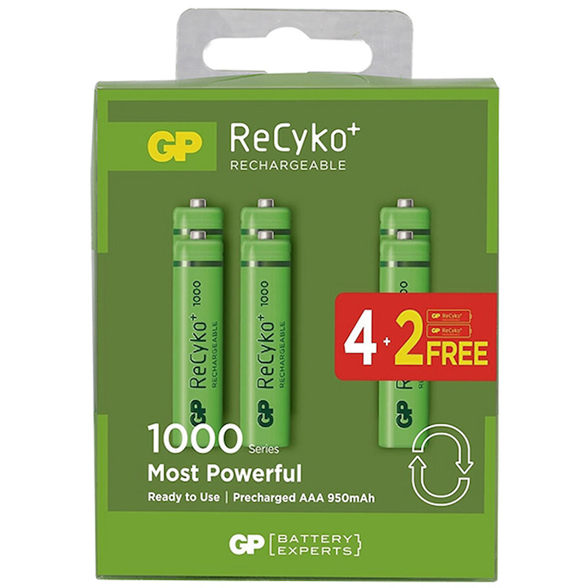 GP BATTERİES RECYKO 950MAH AAA İNCE KALEM 6 ADET Nİ-MH ŞARJLI PİL 1.2 VOLT