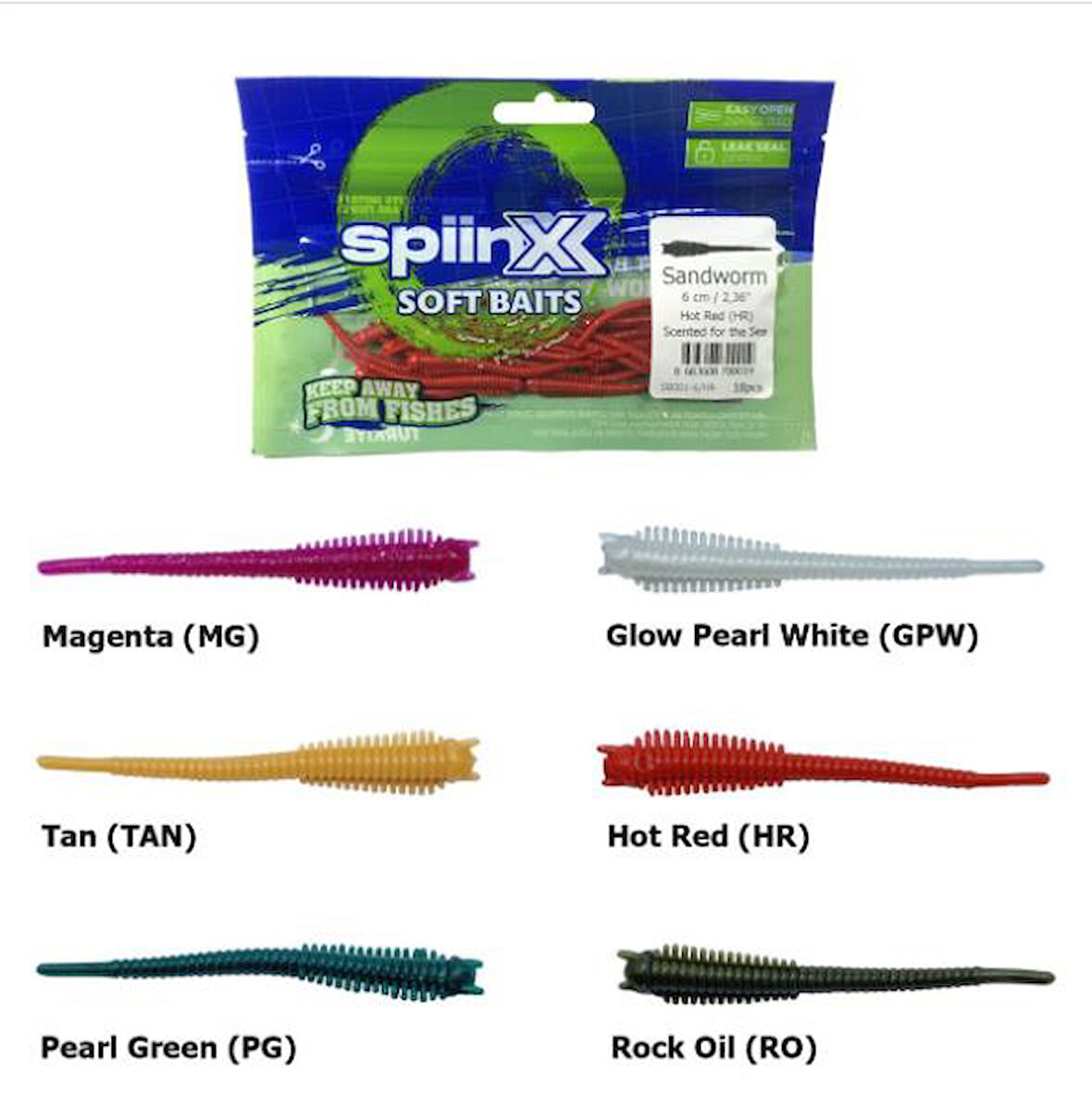 Spiinx Soft Baits Sandworm 6 cm Kokulu Silikon Yem