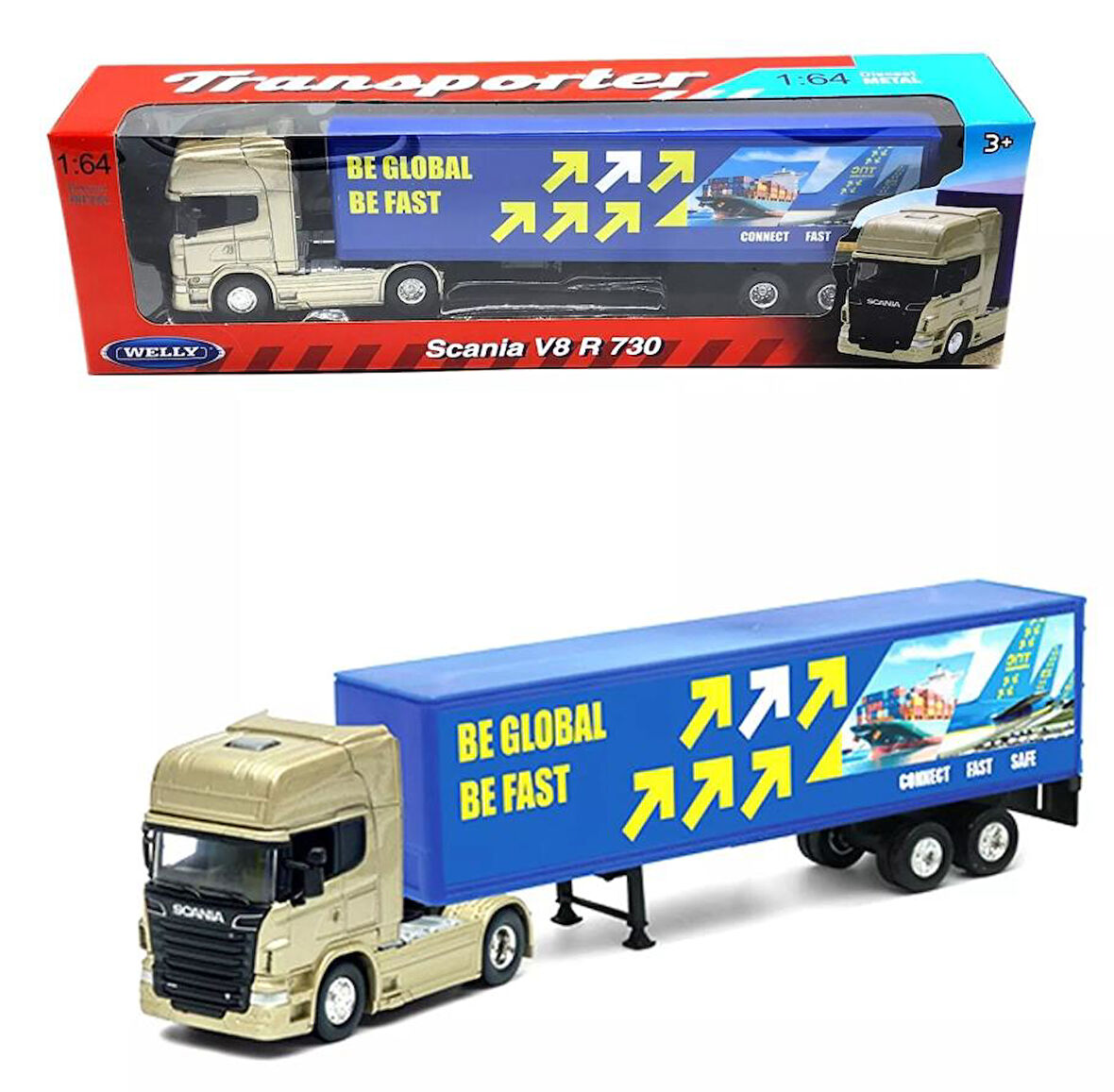 Oyuncak Metal Model Scania Dorseli Tır Gold Metalik Kafa 1 / 64