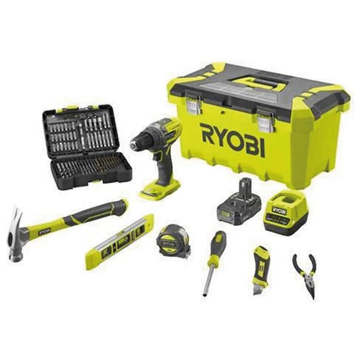 Ryobi R18PD3-120TAH Akülü Darbeli Matkap Set 18V 2,0Ah 