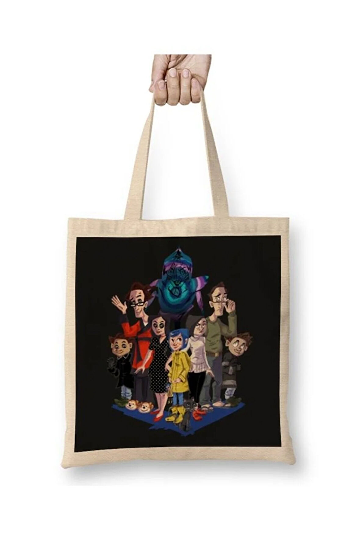 Coraline's Two Worlds Bez Çanta Uzun Saplı Alışveriş Çantası Plaj Çantası