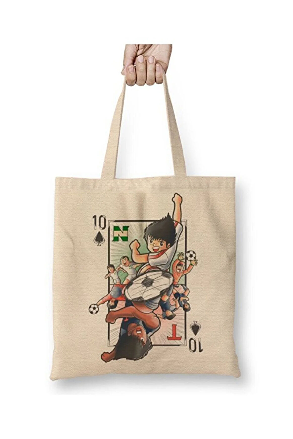 Kaptan Tsubasa Bez Çanta Uzun Saplı Alışveriş Çantası Plaj Çantası