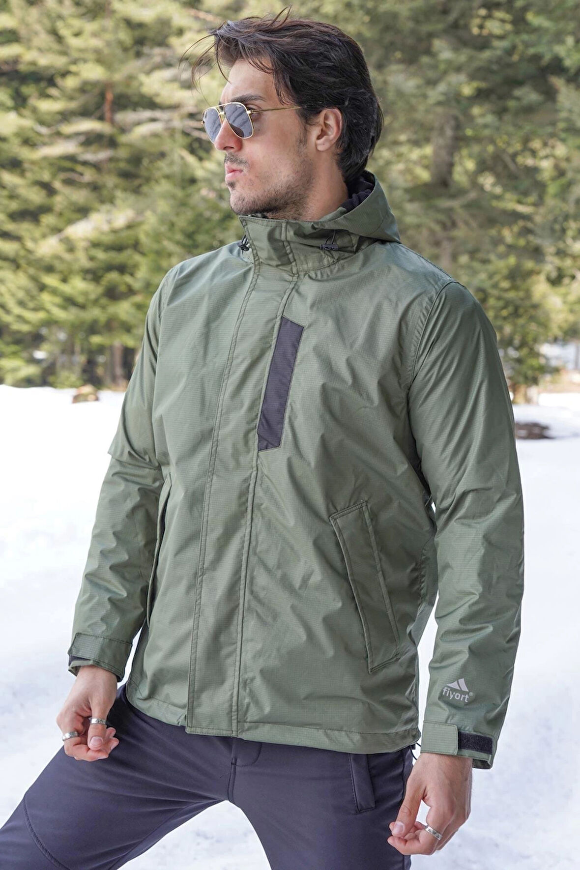 Fiyort FY 76 Floyen Polarlı Su Geçirmez Outdoor Yağmurluk Mont – Erkek Kapüşonlu Ceket