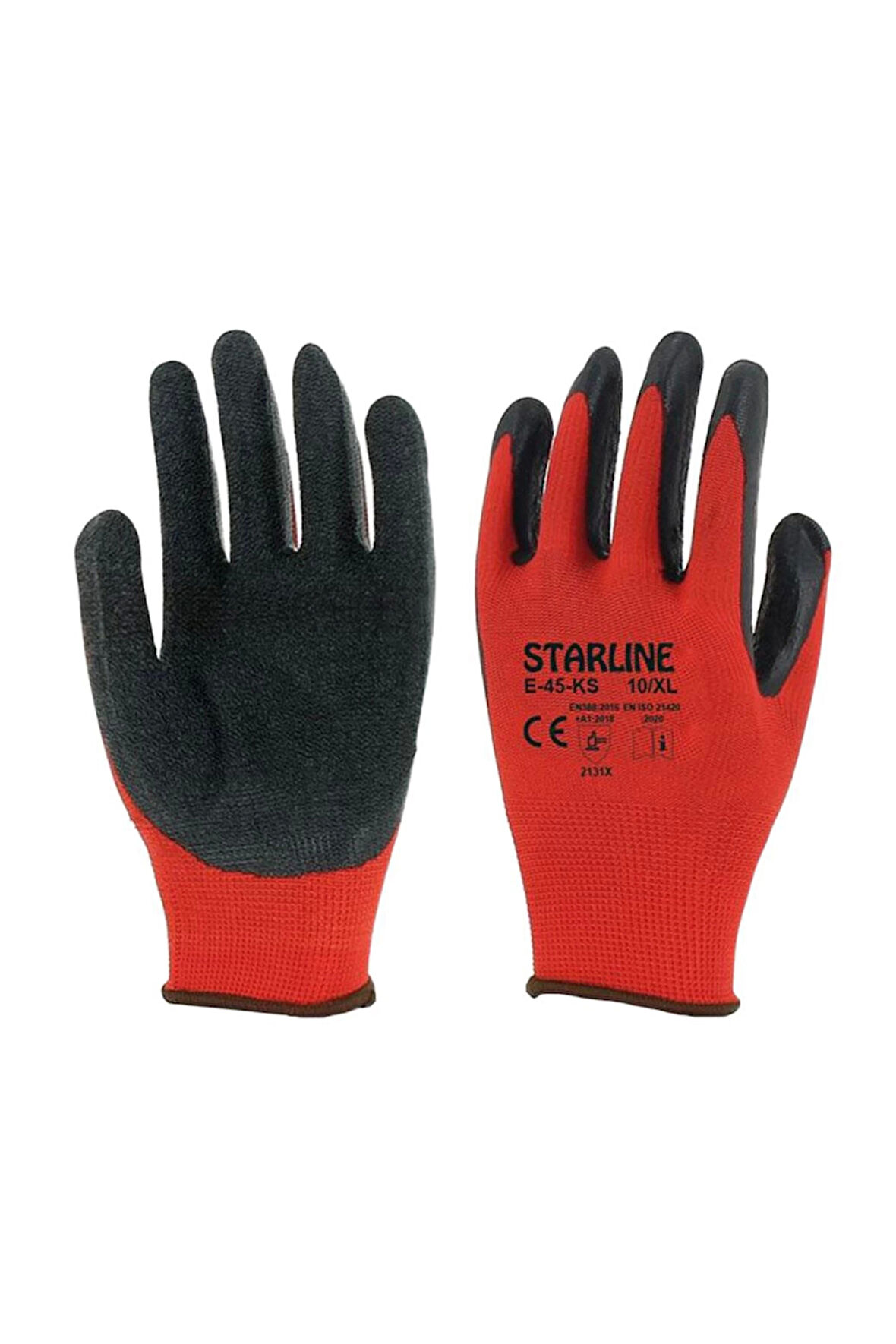Starline E-45 Lateks Kaplamalı Tırtıklı İş Eldiveni Yüksek Kavrama Dayanıklı ve Konforlu Kullanım