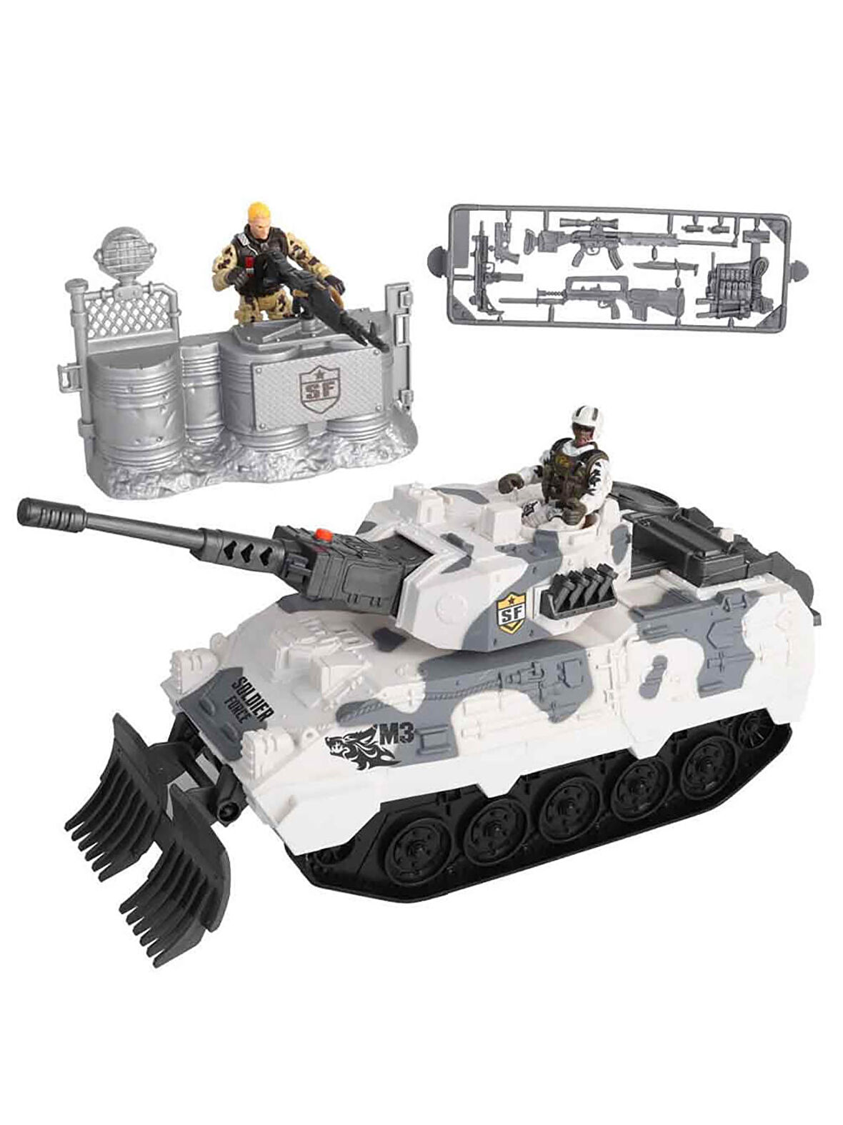 Sunman Sesli ve Işıklı Soldier Force Kar Tankı Oyun Seti Beyaz