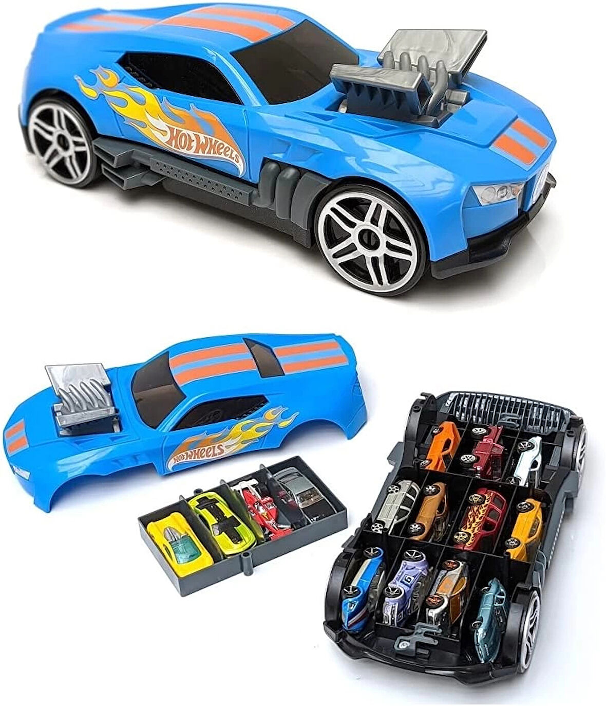 Hot Wheels Race N' Haul 2'si 1 arada saklama kutusu