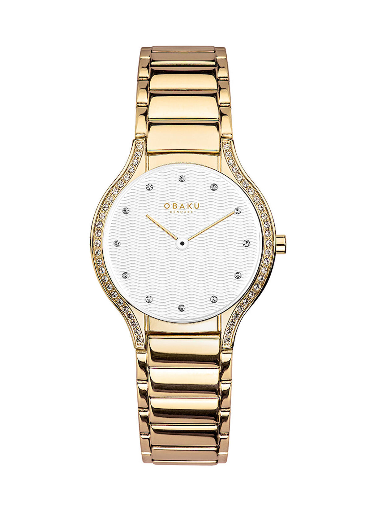 Obaku Denmark V276LEGISG Quartz Çelik Gold Beyaz Kadran Kristal Cam 30 mm Kadın Kol Saati