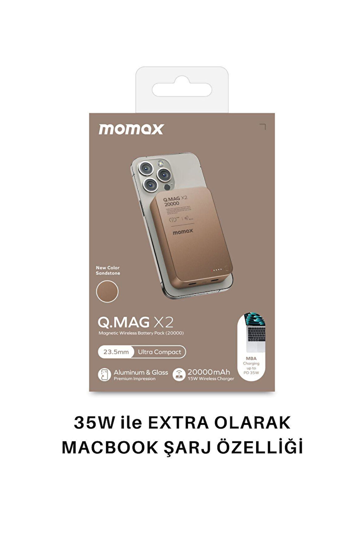 Q.Mag X2 35W 20000mAh wireless battery pack (Desert Titanium) MACBOOK ŞARJ ÖZELLİKLİ
