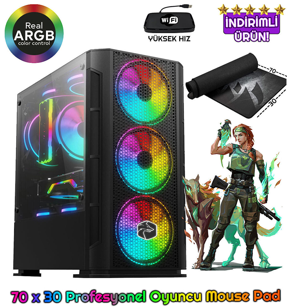 Biggamex ZP53 Intel i5 3470 16 GB DDR3 RAM 256 GB SSD 500 GB HDD NVIDIA GeForce GTX 1650 FreeDos Masaüstü Bilgisayar 